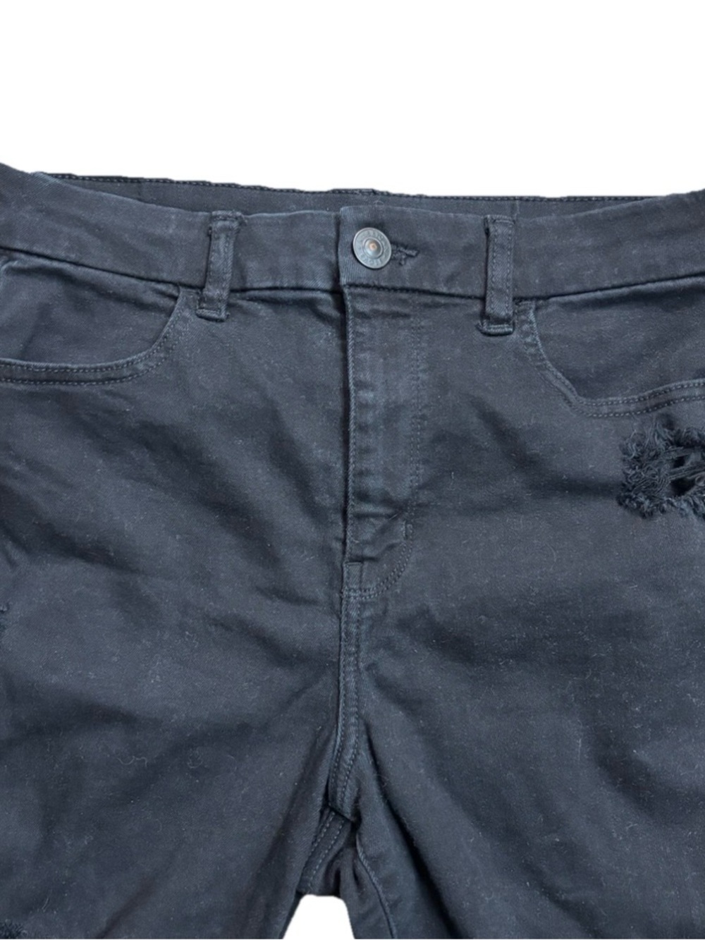 American Eagle Outfitters Women’s Curvy High Rise Jegging Jeans Black Distressed - Picture 3 of 8
